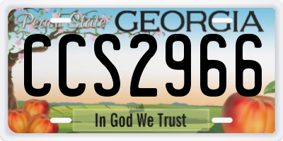 GA license plate CCS2966