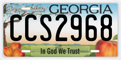 GA license plate CCS2968