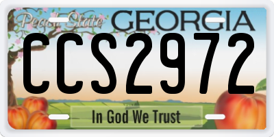 GA license plate CCS2972