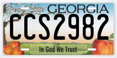 GA license plate CCS2982