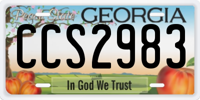 GA license plate CCS2983