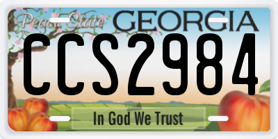 GA license plate CCS2984