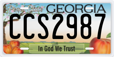 GA license plate CCS2987