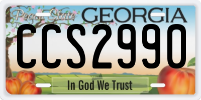 GA license plate CCS2990