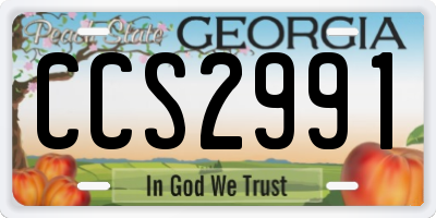 GA license plate CCS2991