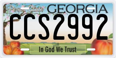 GA license plate CCS2992