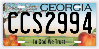 GA license plate CCS2994