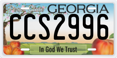 GA license plate CCS2996