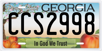 GA license plate CCS2998