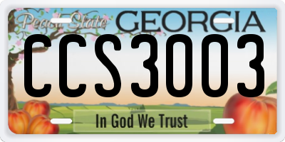 GA license plate CCS3003