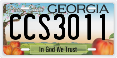 GA license plate CCS3011