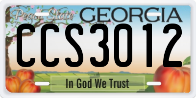 GA license plate CCS3012