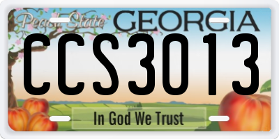 GA license plate CCS3013