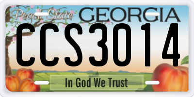 GA license plate CCS3014