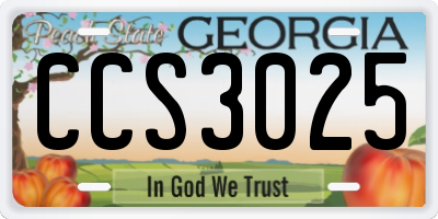 GA license plate CCS3025