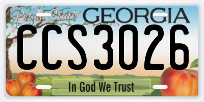 GA license plate CCS3026