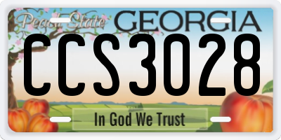 GA license plate CCS3028