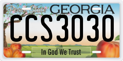 GA license plate CCS3030