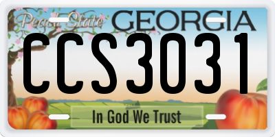 GA license plate CCS3031