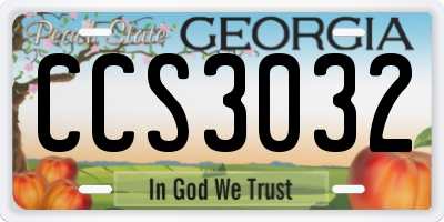 GA license plate CCS3032