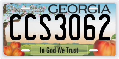 GA license plate CCS3062