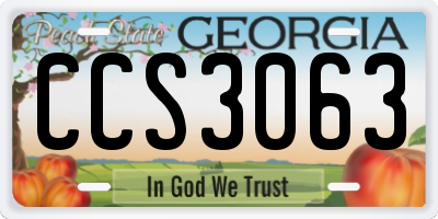 GA license plate CCS3063