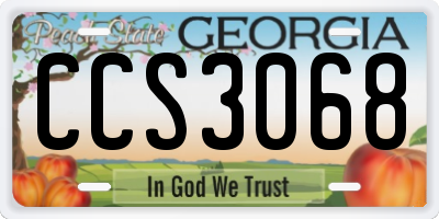 GA license plate CCS3068