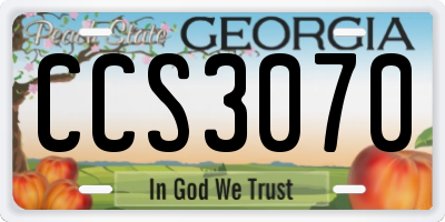 GA license plate CCS3070