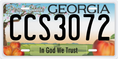 GA license plate CCS3072