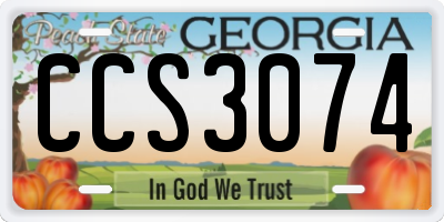 GA license plate CCS3074