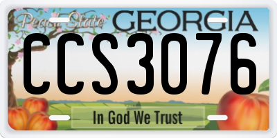 GA license plate CCS3076