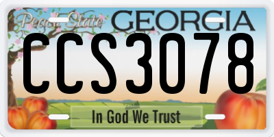 GA license plate CCS3078