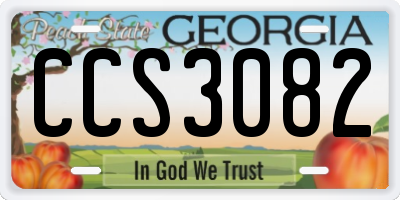 GA license plate CCS3082