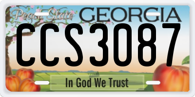 GA license plate CCS3087
