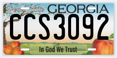 GA license plate CCS3092