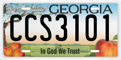 GA license plate CCS3101