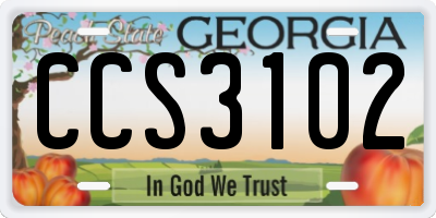 GA license plate CCS3102