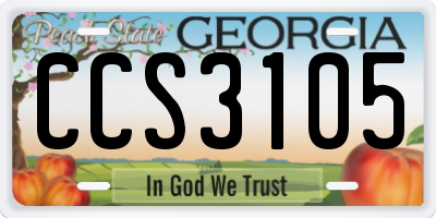GA license plate CCS3105