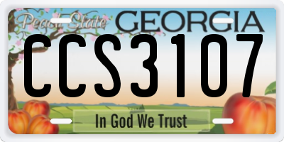 GA license plate CCS3107