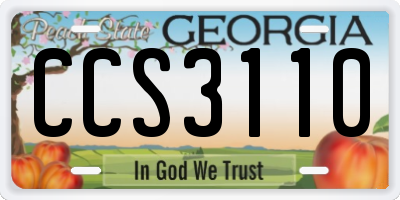 GA license plate CCS3110
