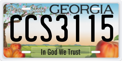 GA license plate CCS3115