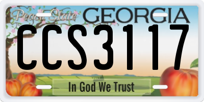 GA license plate CCS3117