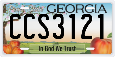 GA license plate CCS3121