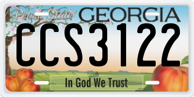 GA license plate CCS3122