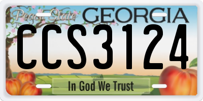 GA license plate CCS3124