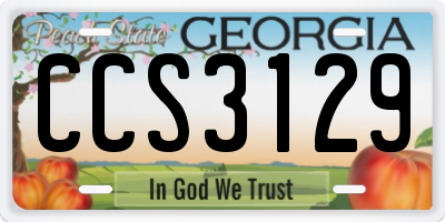 GA license plate CCS3129