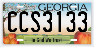 GA license plate CCS3133