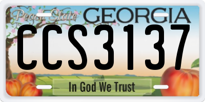 GA license plate CCS3137