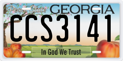 GA license plate CCS3141