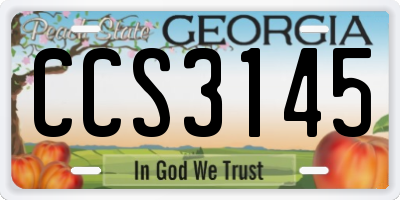 GA license plate CCS3145